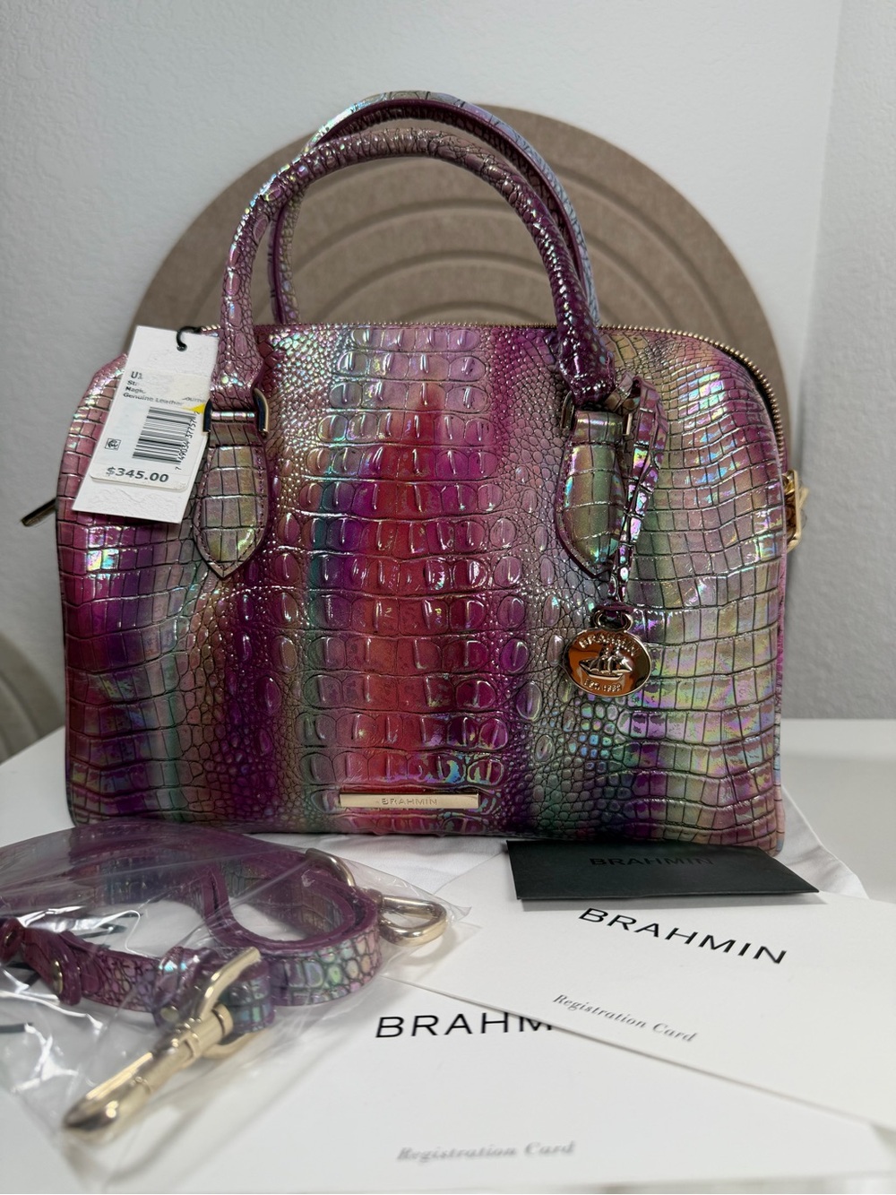 NWT BRAHMIN croc embossed Handbag